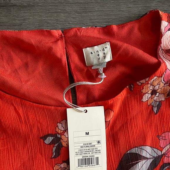 NWT A New Day Red/Orange Floral Dress - Picture 8 of 8